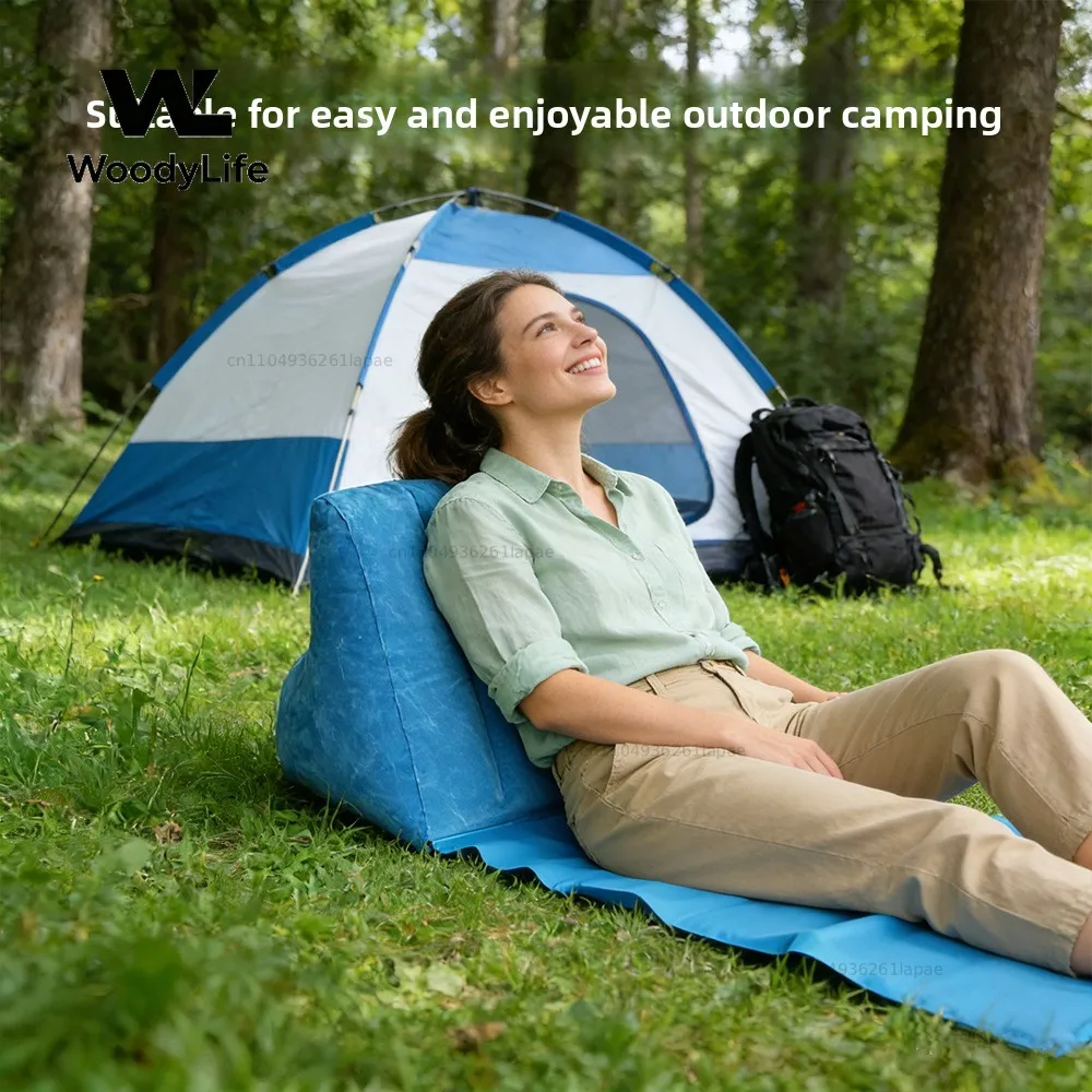 Waterproof Flocked Inflatable Mat, Portable Foldable Cushion for Outdoor Beach Camping Moisture Proof Rest Use