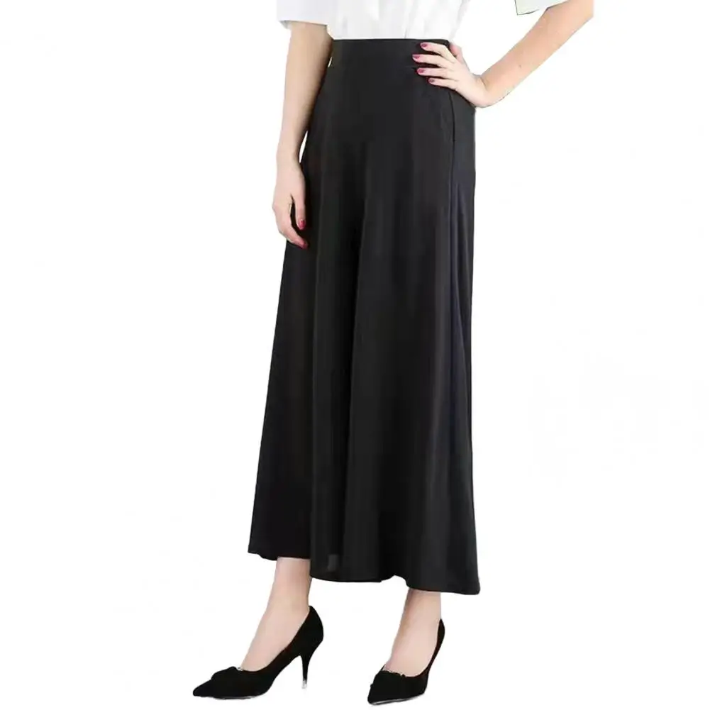 Брюки с широкой талией Женские широкие брюки с высокой талией и карманами Однотонные костюмные брюки для ношения Удобный стиль Эластичная резинка