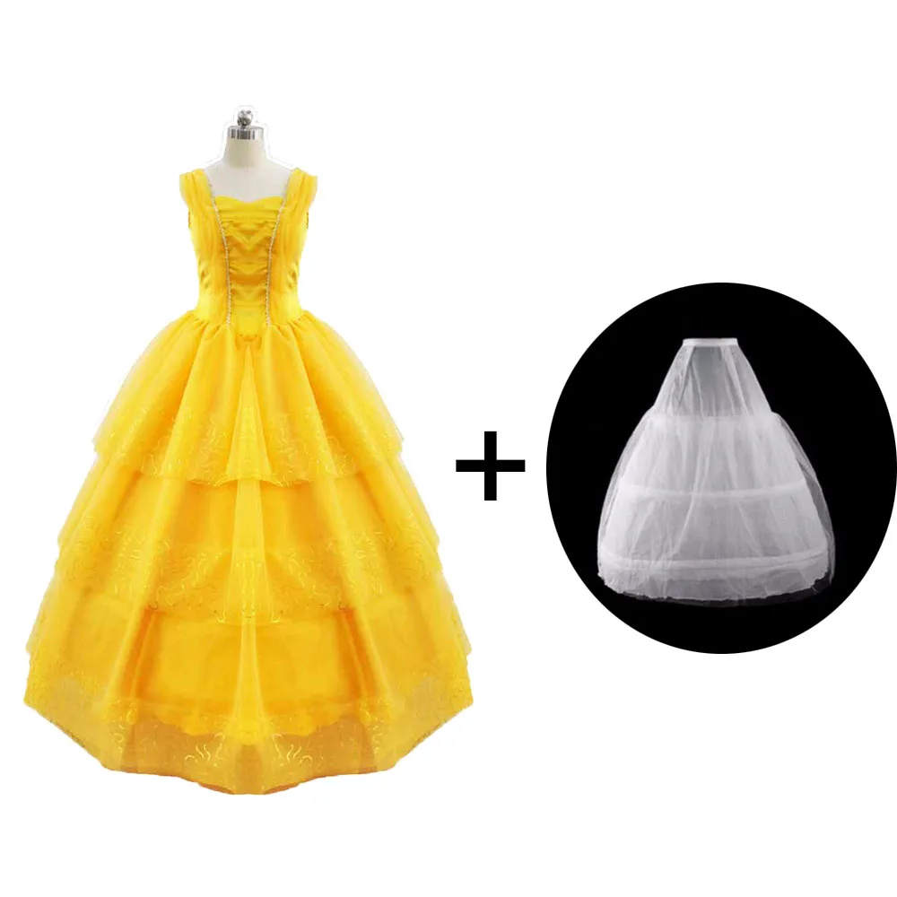 Costumes de Princesse La Belle et la Bête, Robe de Bal Jaune, Costume Fantaisie d'Halloween, pour Femme Adulte  200000532