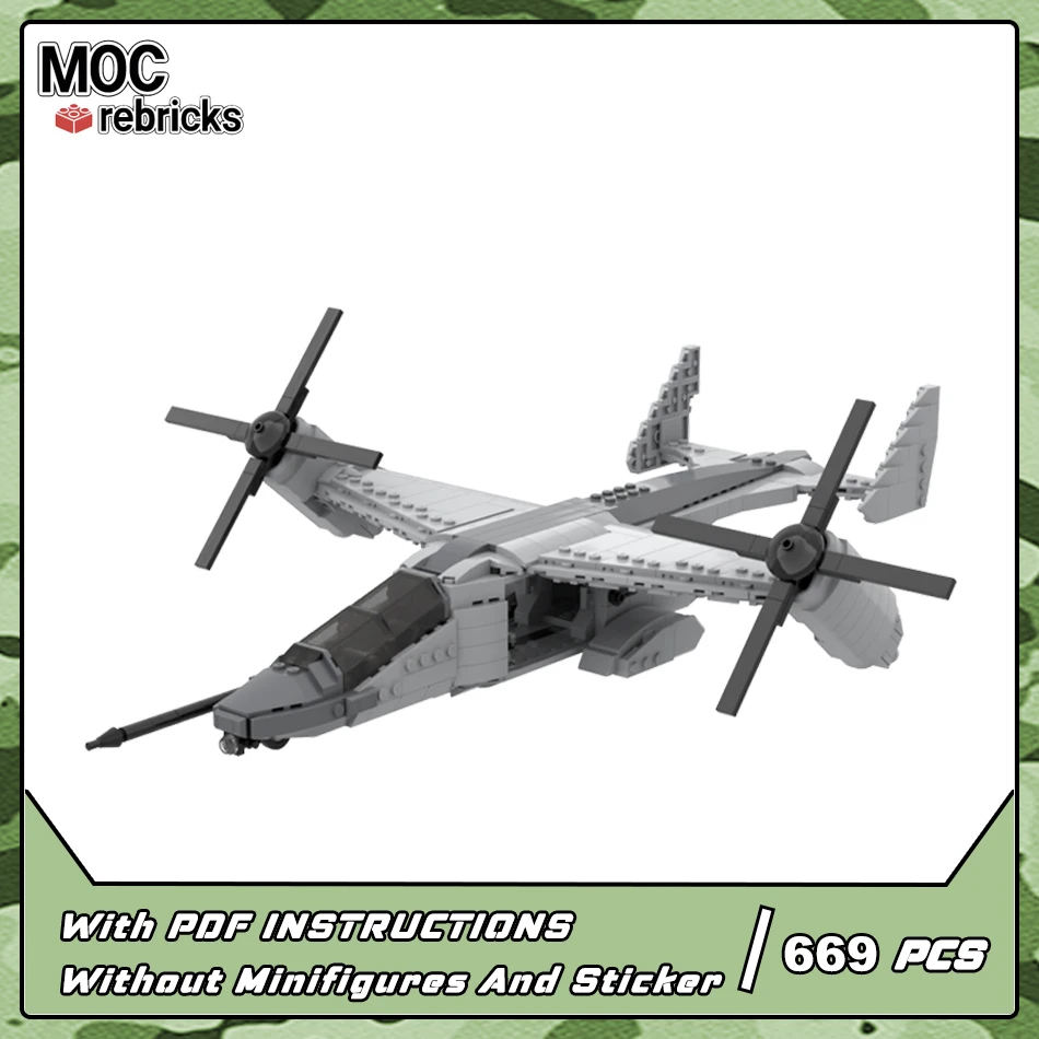 

MOC-155040 MV-26 Falcon Technology Building Bricks Military Transport Aircraft Model Blocks Plane Toys Birthday Gift For Kids