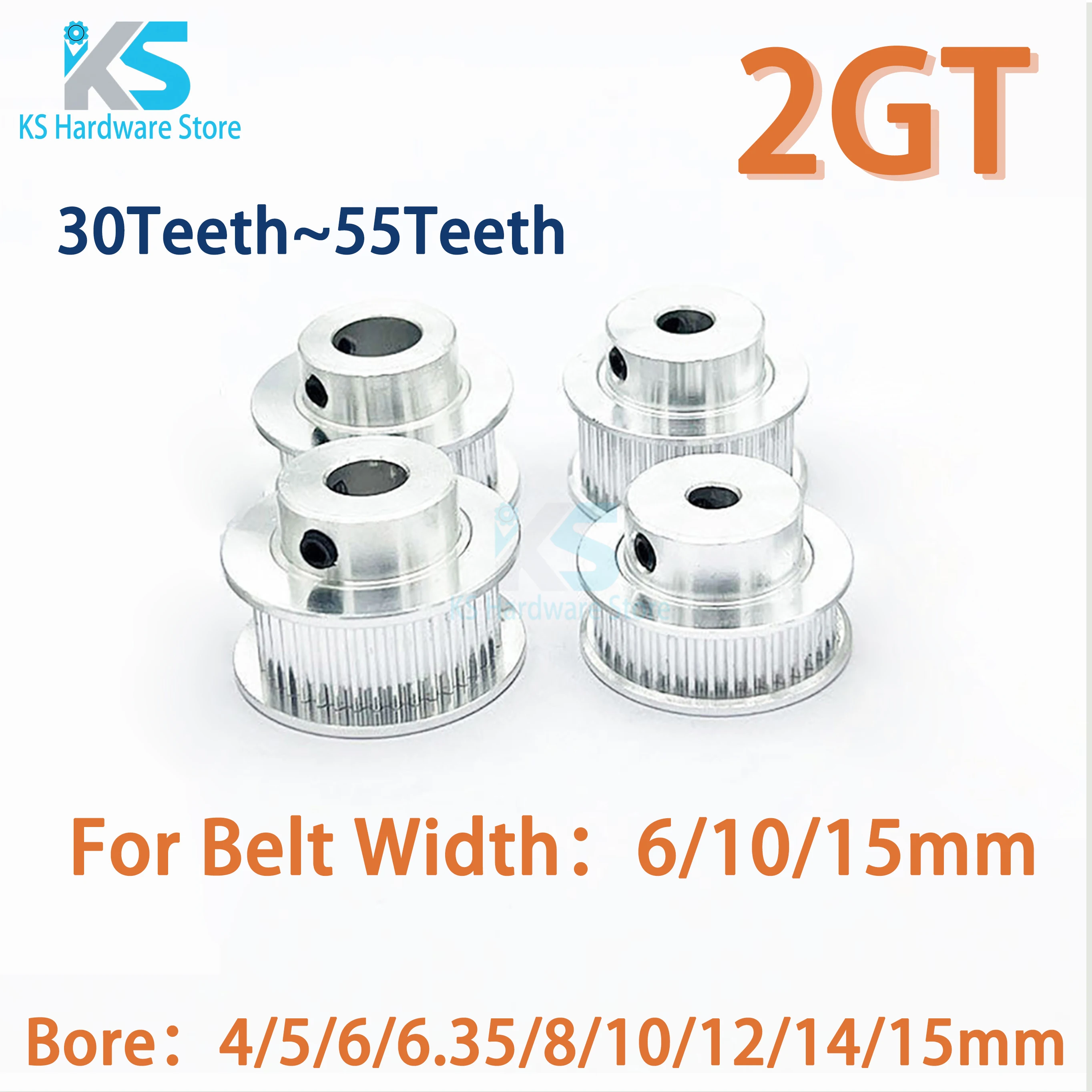 2GT Шкив ГРМ 30T 32T 36T 38T 40T 45T 48T 50T 55T Ширина 6 10 15 мм Отверстие 4 ~ 25 мм GT2 Синхронное колесо 30 зубов 40 зубов 50 зубов