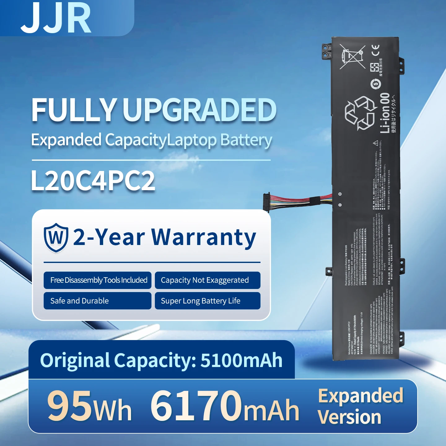Аккумулятор для ноутбука L20C4PC2 95Wh/6170mAh 15.4V повышенной емкости, замена для Lenovo Legion 5-17ACH6/ITH6