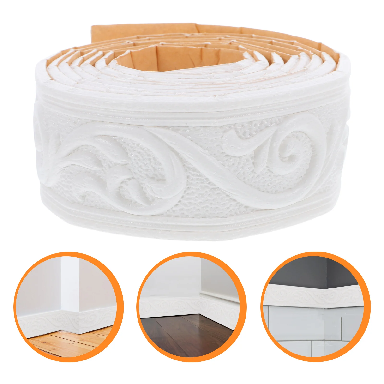 

4pcs Self Adhesive Kickboard Wall Trim 3D Foam Molding Baseboard For Smooth Surfaces Peel Stick Decorative Trim For Window Door