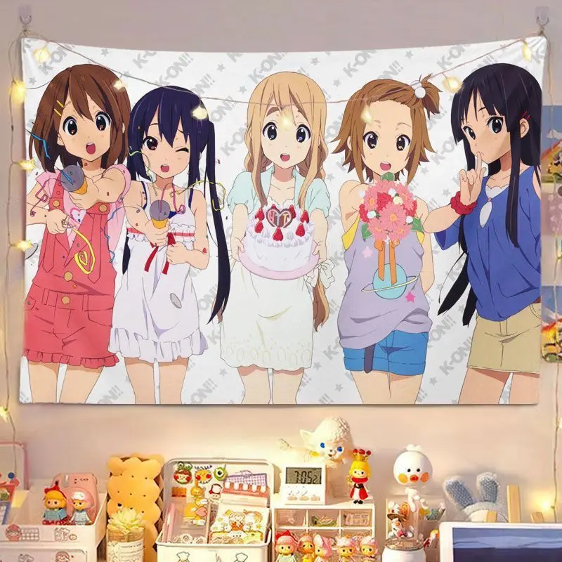 VIKAMA Circle Looking Down Anime Girls Tapestry, Blue Sky Wall Hanging for Bedroom Dorm Decor