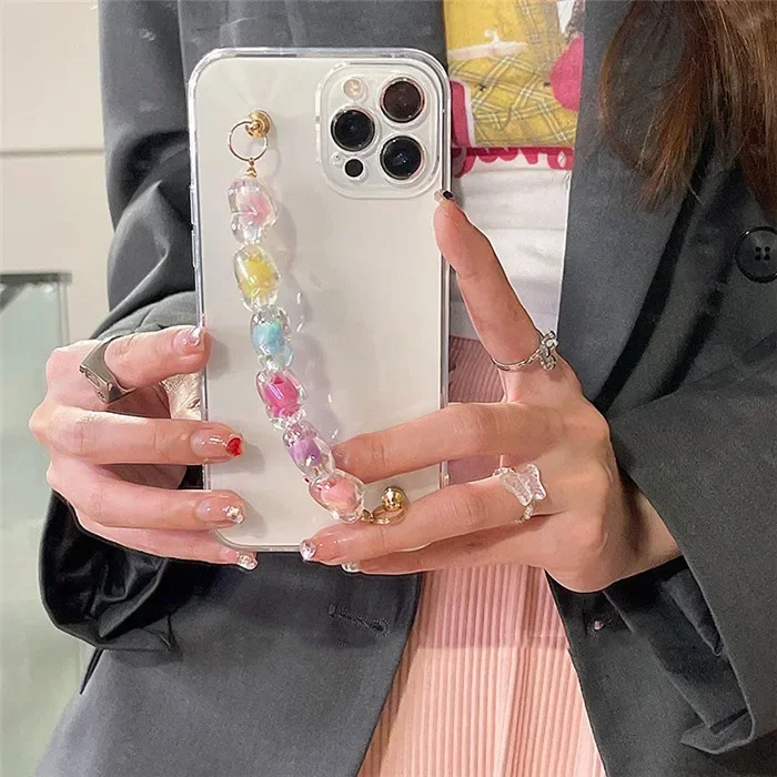 Luxury Bling Color Bracelet Chain Clear Phone Case For HuaweiP30 P50Pro P40lite Mate30 40 For Honor8X 9X 50 60Pro Back Cover