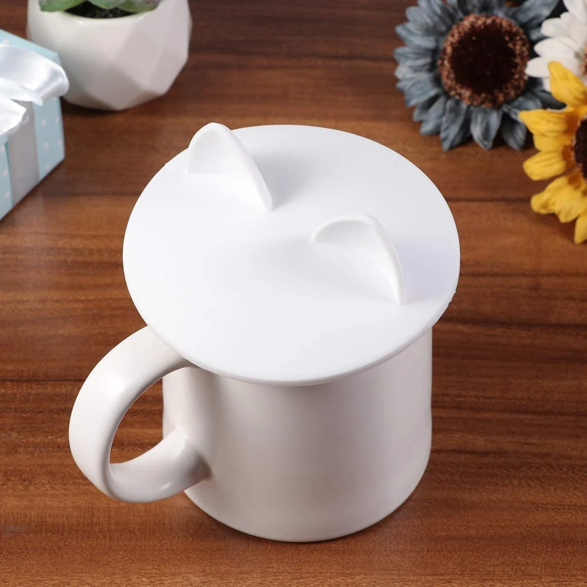 Glass Cup Cover 6 Pcs Cat Ear Silicone Anti Dust Cup Lids Tea Mug Topper Cover for Coffee Cup Covers for Drinks