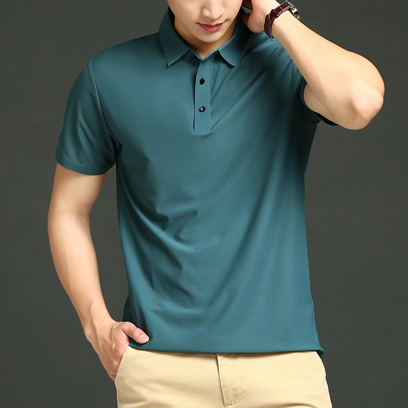 Summer Fashion Trend Casual Short Sleeved T-shirt Outdoor Comprehensive Training Trend Ice Silk Seamless Quick Drying Polo Shirt