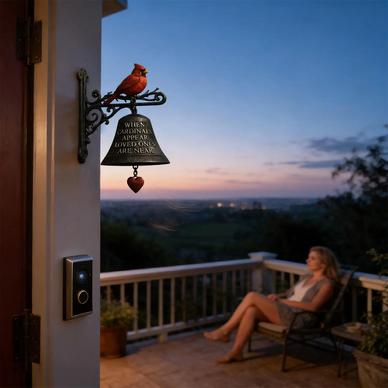 Door Bell Wind Chimes Red Bird Iron Broom Door Hanger Durable Retro Door Emotional Attachment Doorbell Home Hanging ornaments