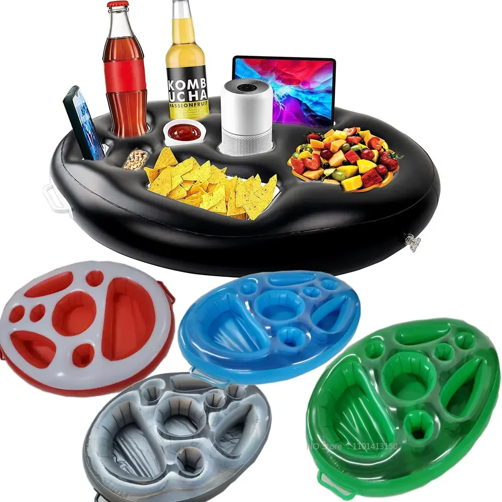 Flotador inflable para piscina, Soporte para vasos, cubo para fiesta de verano, enfriador para beber cerveza, mesa, Bar, bandeja, anillo de natación en la playa, accesorios, novedad