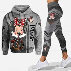 Sudadera con capucha con estampado 3D para mujer, pantalones deportivos de Yoga, ropa deportiva de Disney, novedad de 2024