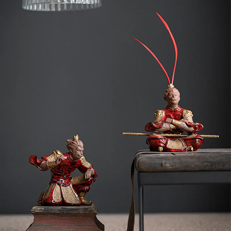 Monkey King Journey to the West Little Monks Figurines Buddha Statue Sculpture Fairy Garden Tea Ornaments Home Decor Decoration