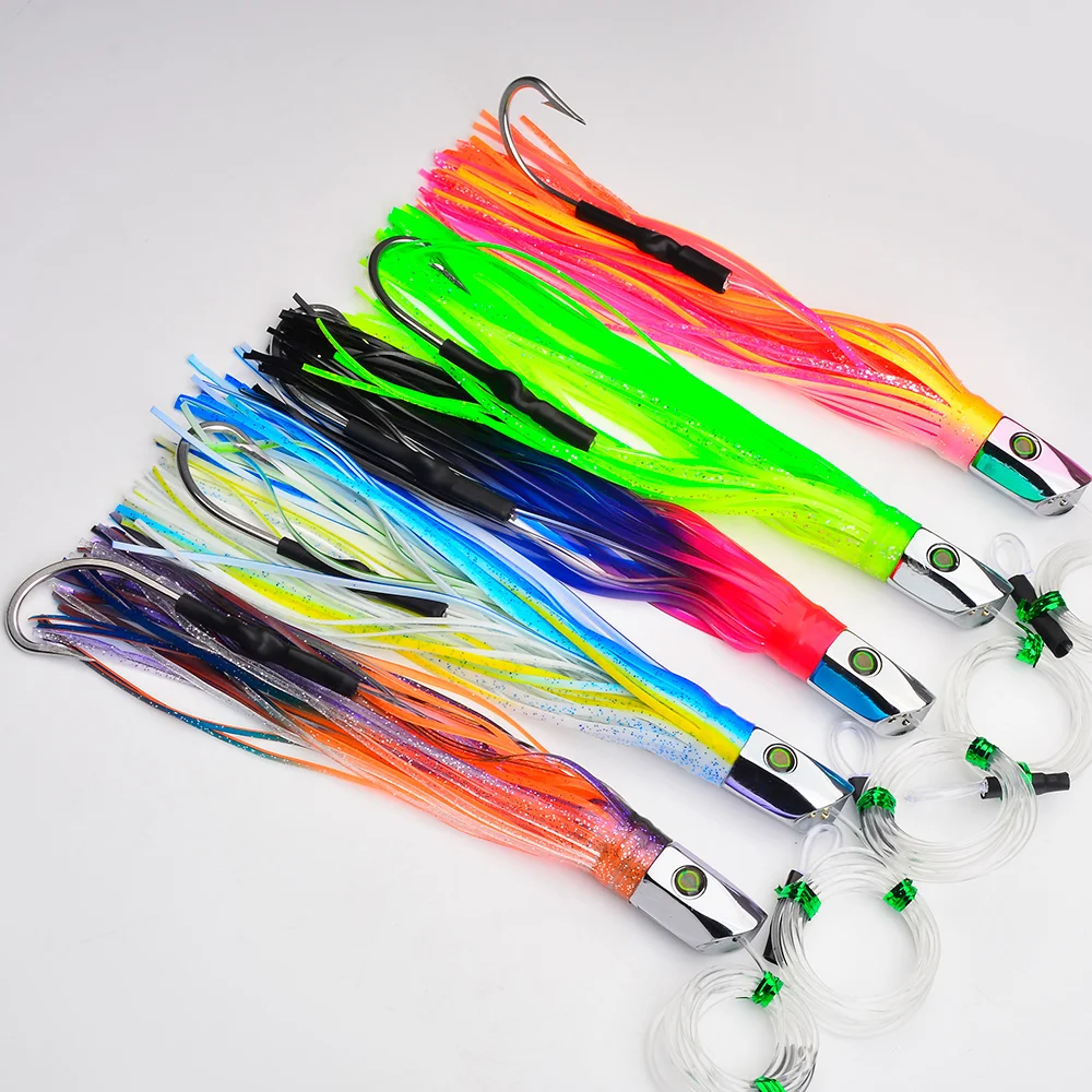 PROBEROS 1 Stück 85g/102g/119g Harz-Oktopus-Weichköder mit Rock für Hochsee-Bootsangeln, großer Schleppköder für Thunfisch und Wahoo, schnell sinkend – Detail 8