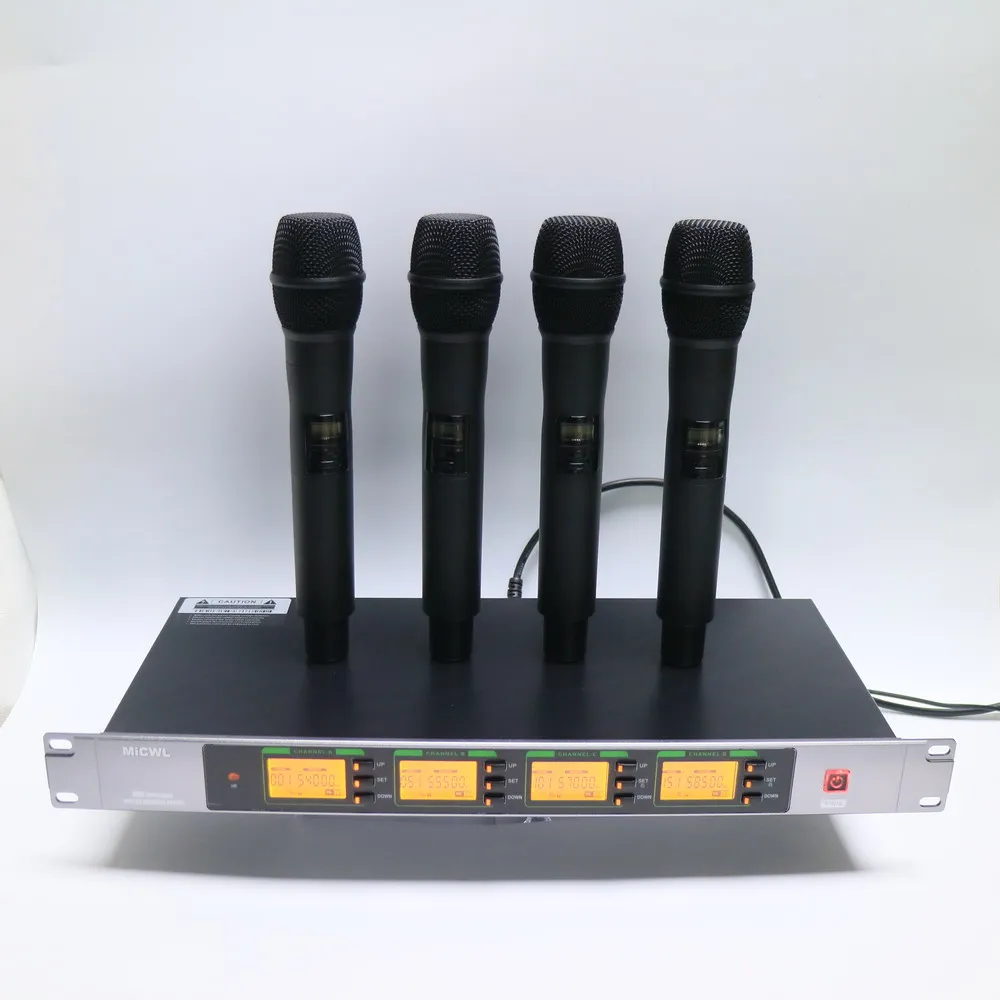 

AD4Q Series KSM9 4 Channel Digital Wireless Microphone DJ Karaoke Stage Performance System with K9 Metal Handheld Super Cardioid