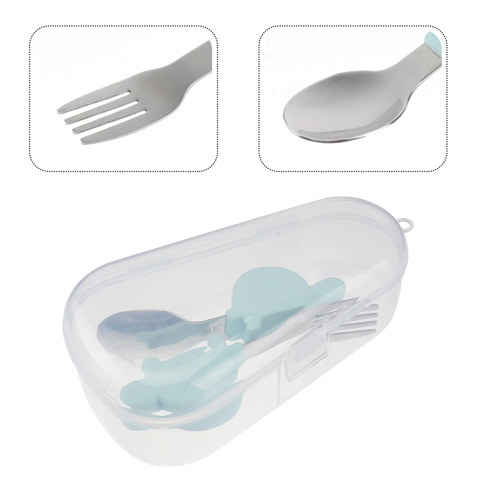 Kids Forks Children Spoon Food Supplement and Flatware Infant Dinnerware Training Blue Stainless Steel