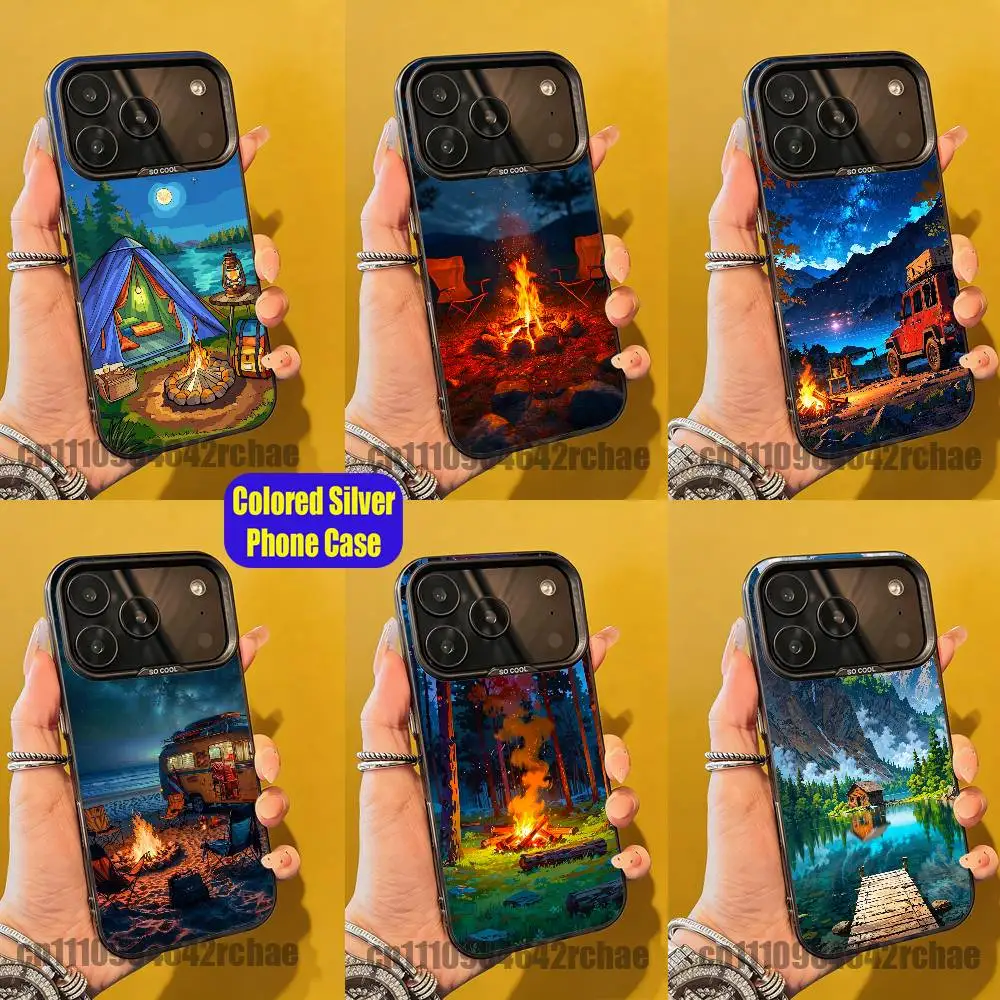 

For Outdoor Camping Bonfire Wallpaper Phone Case iPhone 15,12,11,14,13,16,17,E,Max,Plus,Air,Pro,Mini Colored Silver Cover