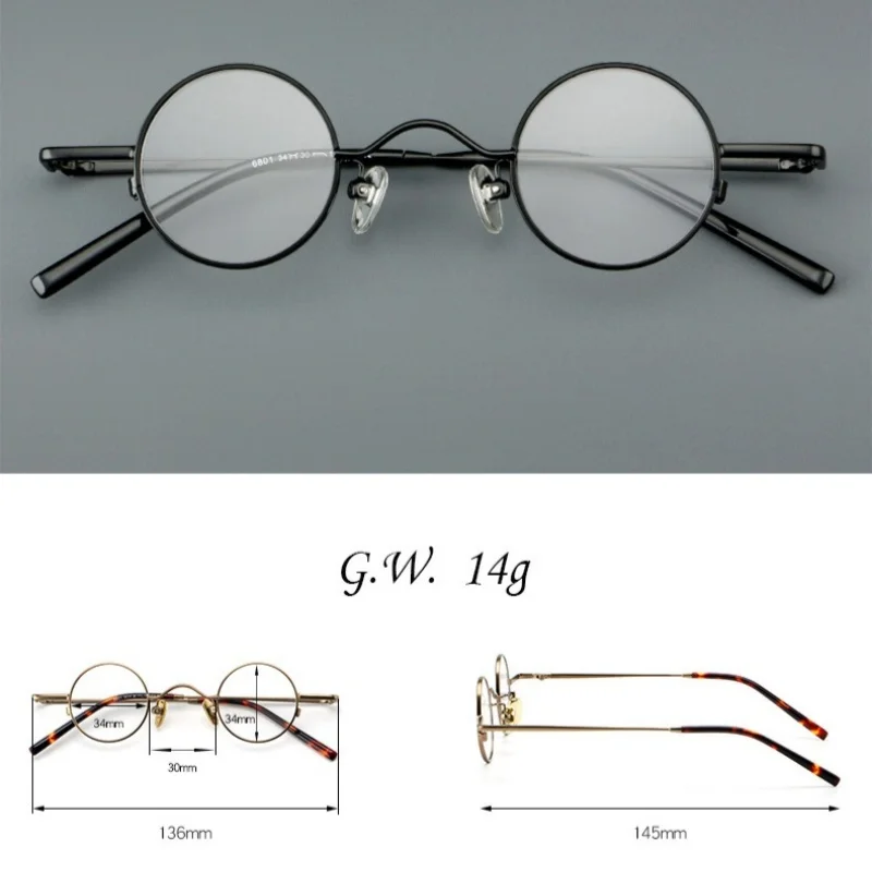 Comfort ultraleggero Rotondo da uomo Montature in vetro piccole Lega di titanio Blocco della luce blu Vetro da lettura con prescrizione personalizzata