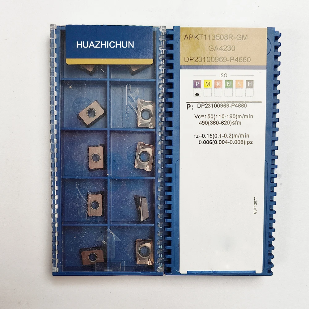 Huazhichun-carbide Insere Cortadores Apkt113508r-gm Ga4230 Lâmina