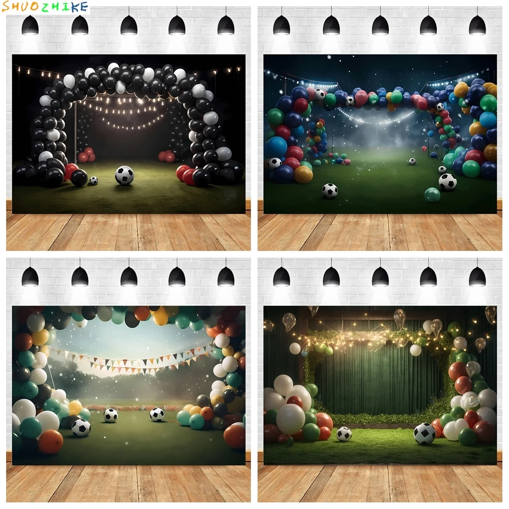 

Football Backdrop Balloons Stadium Newborn Boy 1st Birthday Party Baby Shower Cake Smash Photography Background Photostudio Prop