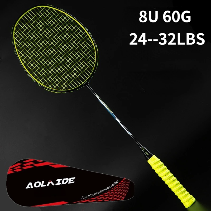 

Ultralight 8U 60g Strung Badminton Racket Professional Carbon Badminton Racquet 24-32 LBS Durable Elastic Moderate High Rigidity