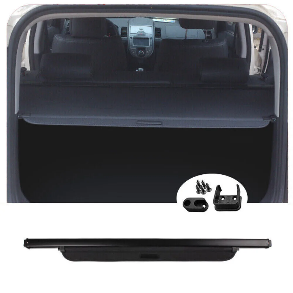 For Kia Soul 2010-2013 Black Rear Cargo Security Trunk Cover Decor Retractable