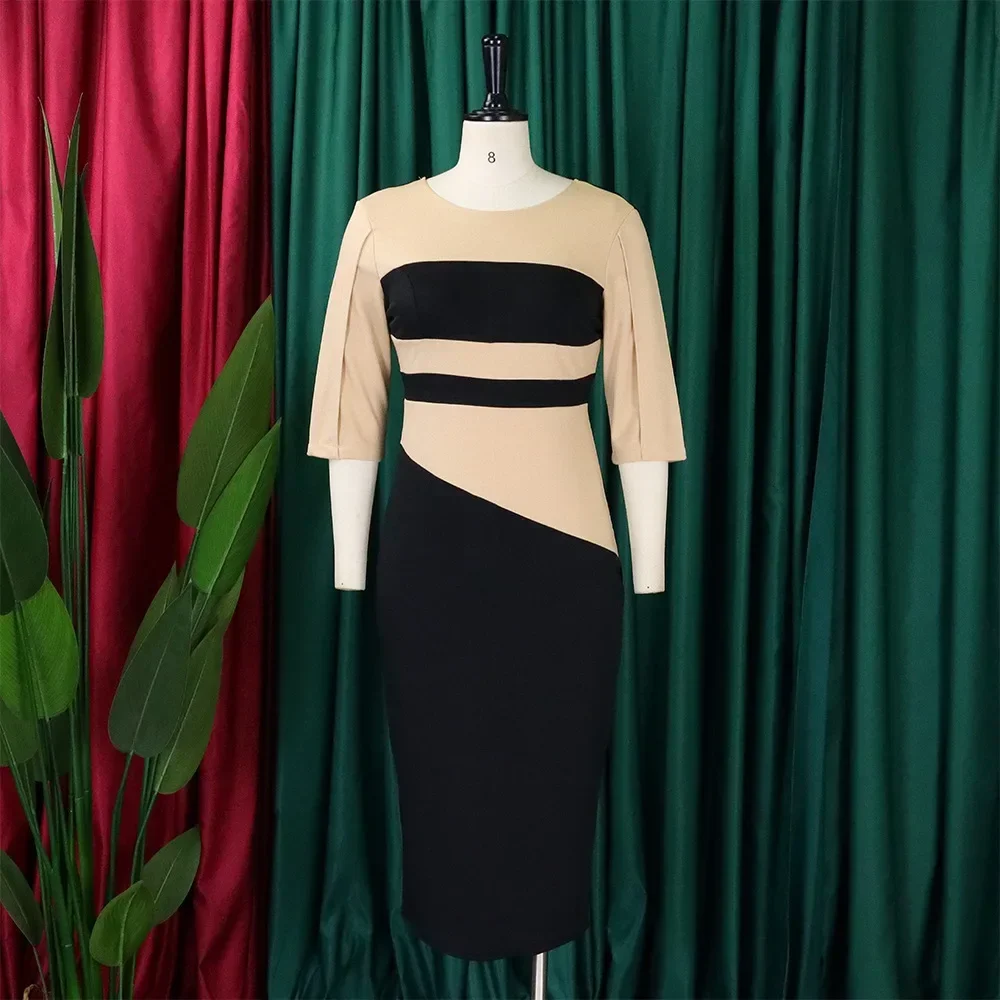 女性のためのアフリカのタイトなドレス,3/4袖,イブニングウェア,ミディドレス,誕生日パーティー,クリスマス,エレガントなイベント