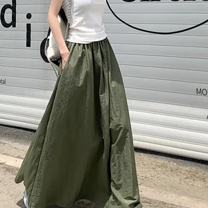 Váy dài của túi phụ nữ sang trọng, nữ, váy midi có độ co giãn ở eo cao, mùa xuân, mùa hè, 2024 8 Bán hàng chính Gode Váy với túi - №8