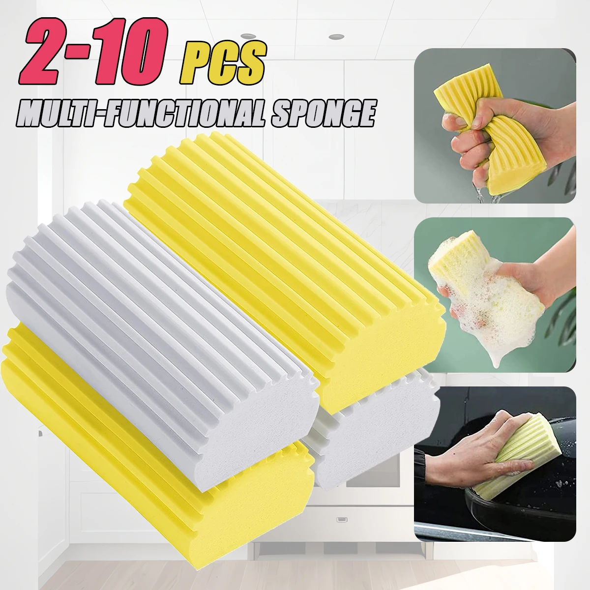 2-10PCS Erős absorbent PVA takarító Ingyenélő multi-functional Ingyenélő ecsettel háztartási konyhai takarító Anyagellátás autó takarító Munkaeszköz