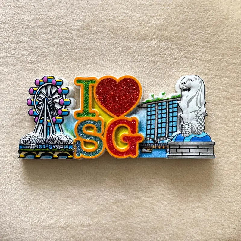 

I Love Singapore Merlion Creative Fridge Magnet Travel Souvenir Personalized Magnet Gift