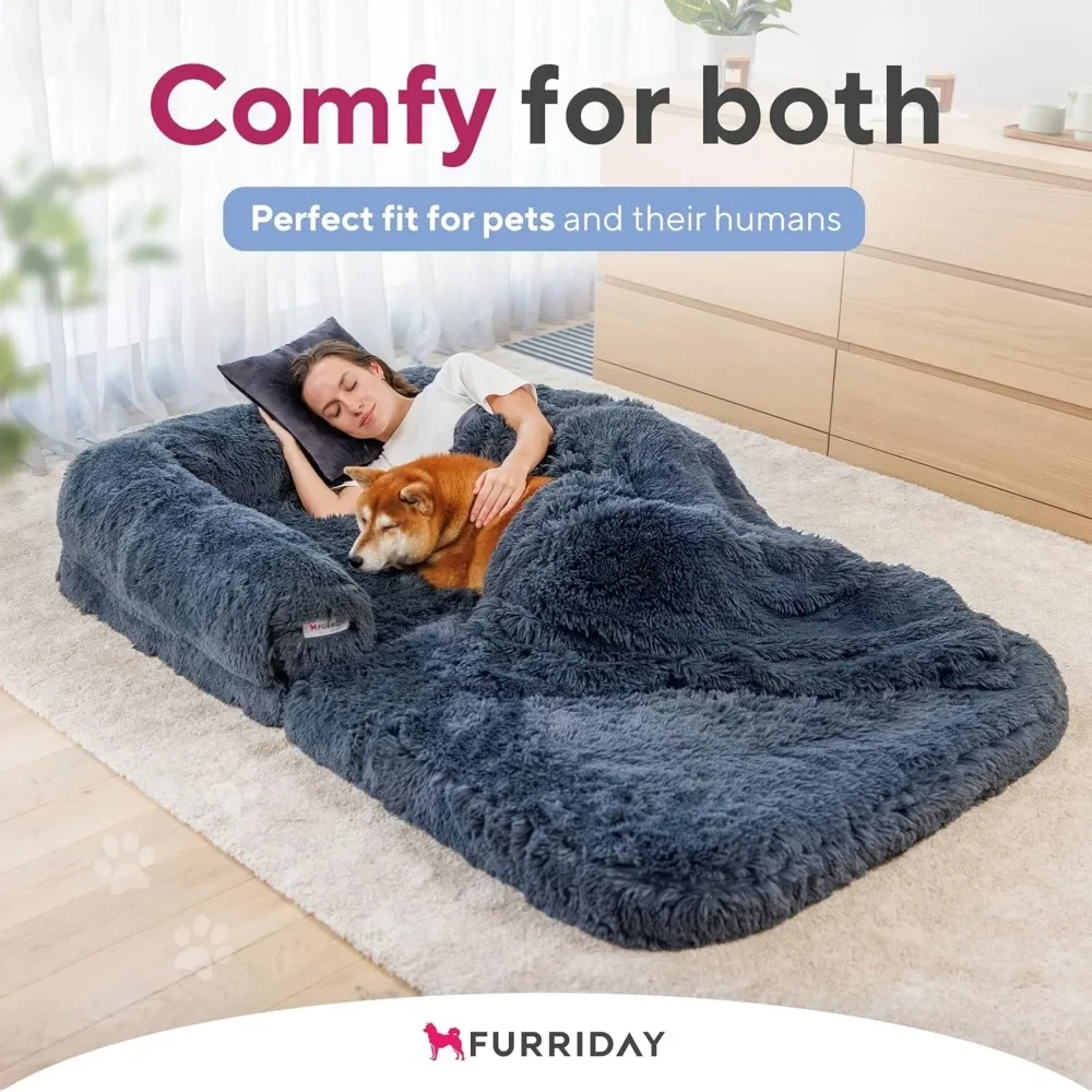 Foldable Human Dog Bed for Adults - Giant Dog Couch Bed with Orthopedic Memory Foam, Extra Large Dog Bed