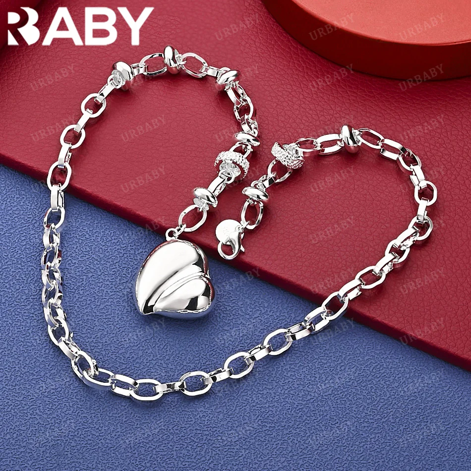 

URBABY 925 Sterling Silver Design Love Chain Necklace For Women Anniversary Gift Popular Wild Fashion Romantic Jewelry