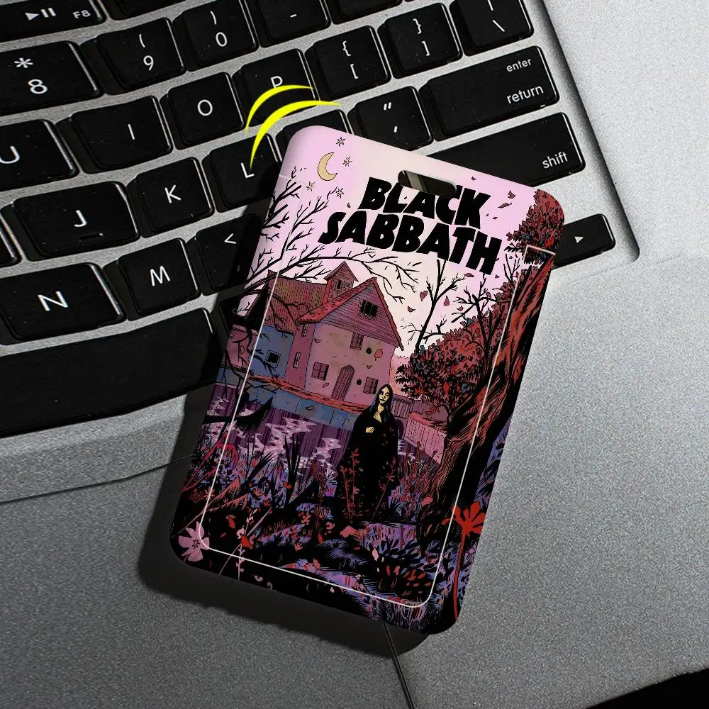 Black Sabbath Heavy Metal Band Work Card Case for Exhibition ID Card Lanyard Badge Card Holder Pass Card Set for Employee
