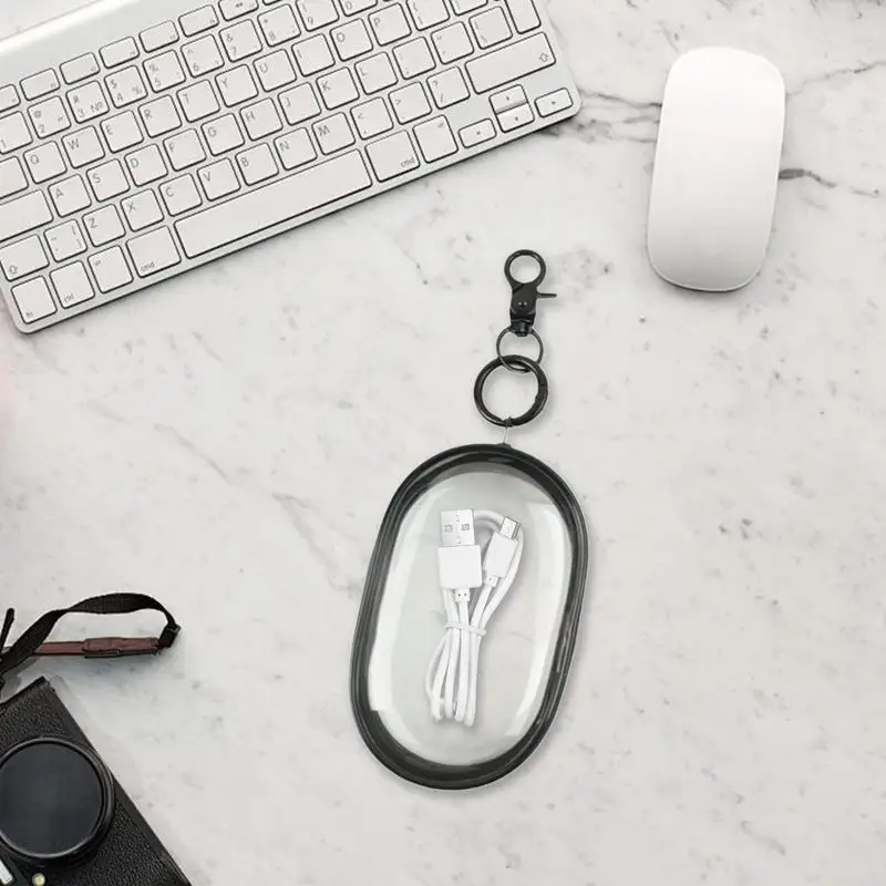 Cable Storage Organizer Transparent Headset Data Cable Storage Bag With Locking Hook Travel Storage Bag Waterproof Jewelry