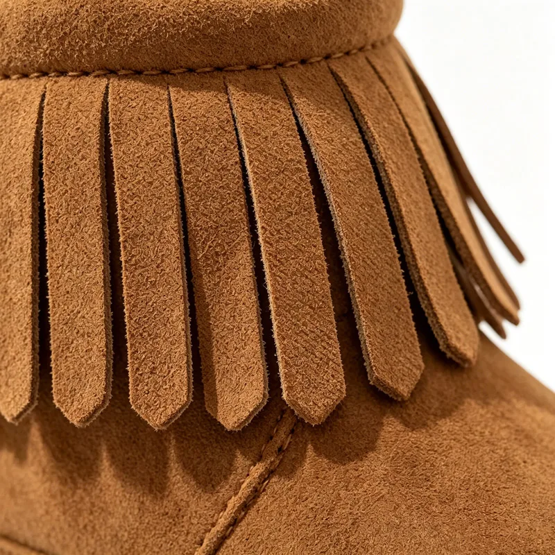 Winter Baby Snow Boots Warm Fleece Lined Soft Sole Non-Slip Suede Fringe Booties Infant Toddler First Walker Boys Girls 3-12M view 6