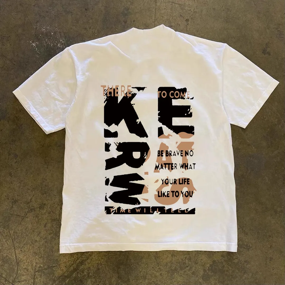 

Man's round Ne ort Sve T-irt Pure Cotton Casual Top Vintage Heavyweight ort Sve Cotton Tee for Men And Women