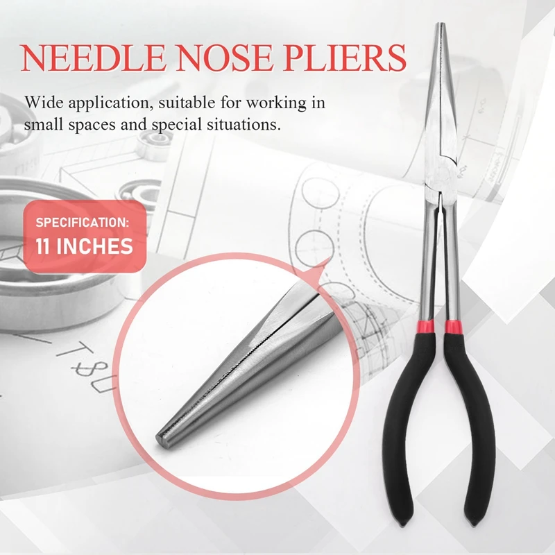 Needle-Nose Pliers 11 Inch Super Long Needle-Nose Pliers With Long Handle Repair Tool 28Cm