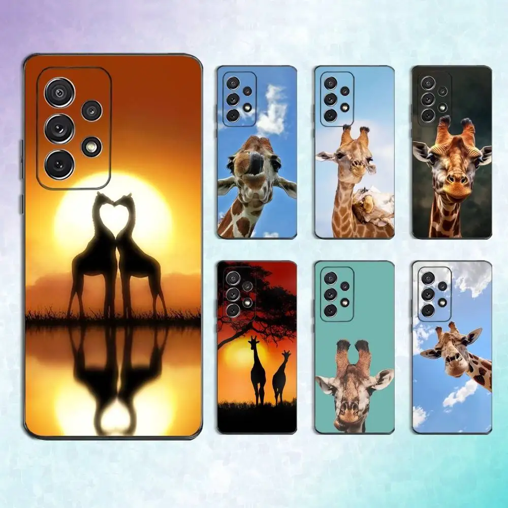 

Cute Funny Animal Giraffe Phone Case For Samsung S25,S24,S23,S22,S21,S20,S10,Ultra,Plus,Lite,FE,Soft Silicone Black Cover