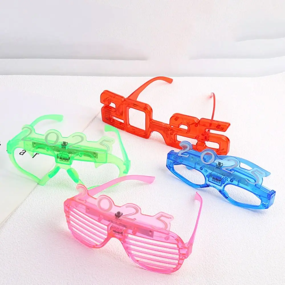 Number Letter 2025 Happy New Year Glow Glasses Photographic Ornaments Light Up 2025 LED Glow Glasses Colorful Plastic