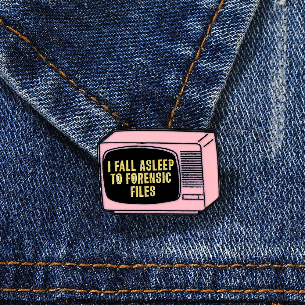 رسالة I Fall Sleep إلى الملفات الشرعية دبابيس المينا دبابيس على شكل تلفزيون وردي عتيق