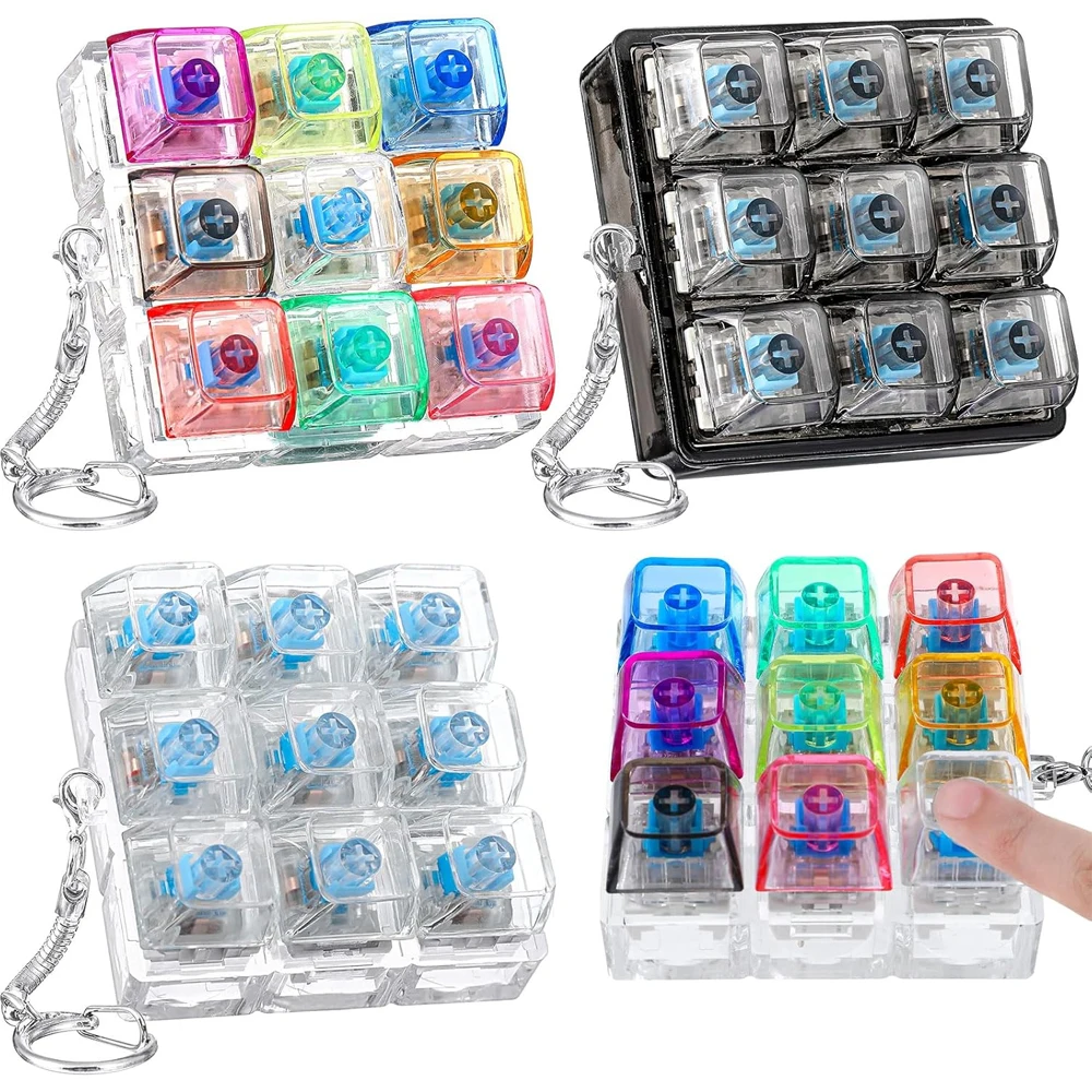 Mechanical Keyboard Keychain Finger Button Stress Anxiety Relief for Office Home s Kid Decompression Clicker Gadget Gifts
