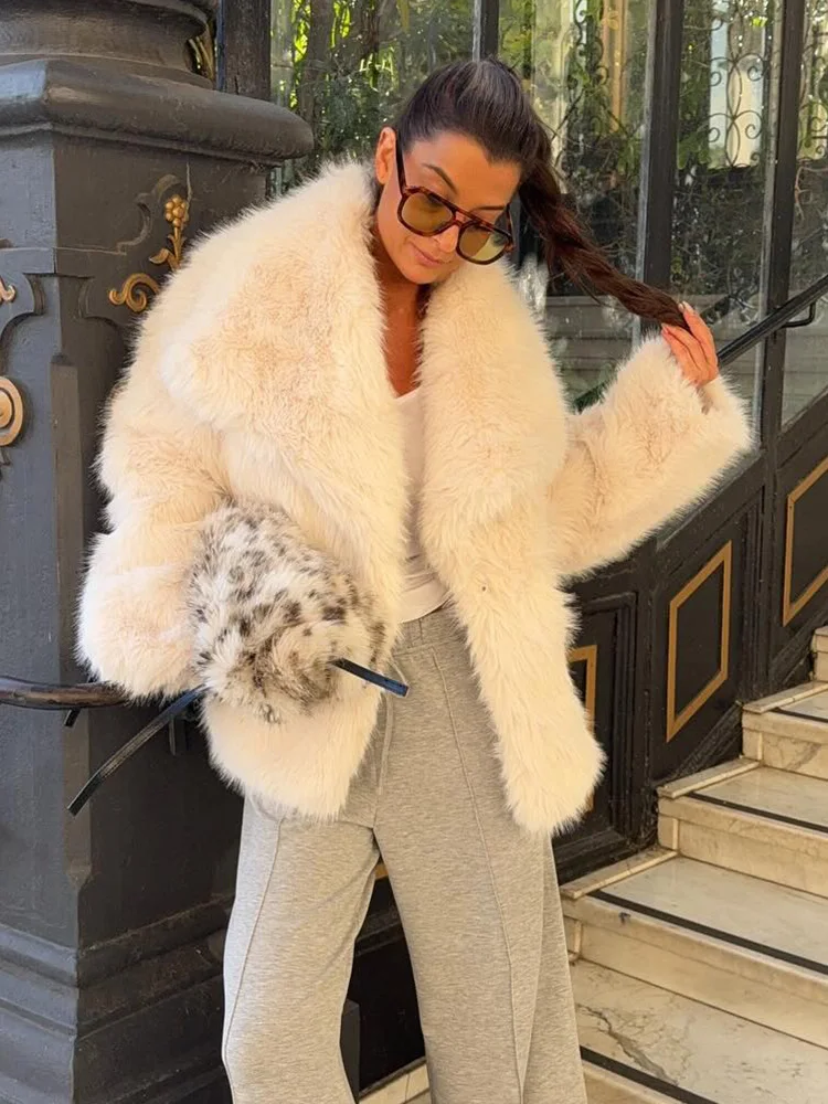 Damski zimowy płaszcz z pluszu, ciepły, casualowy, z wykładanym kołnierzem, gruby, vintage, z długim rękawem, krótki płaszcz wierzchni, modny płaszcz damski.