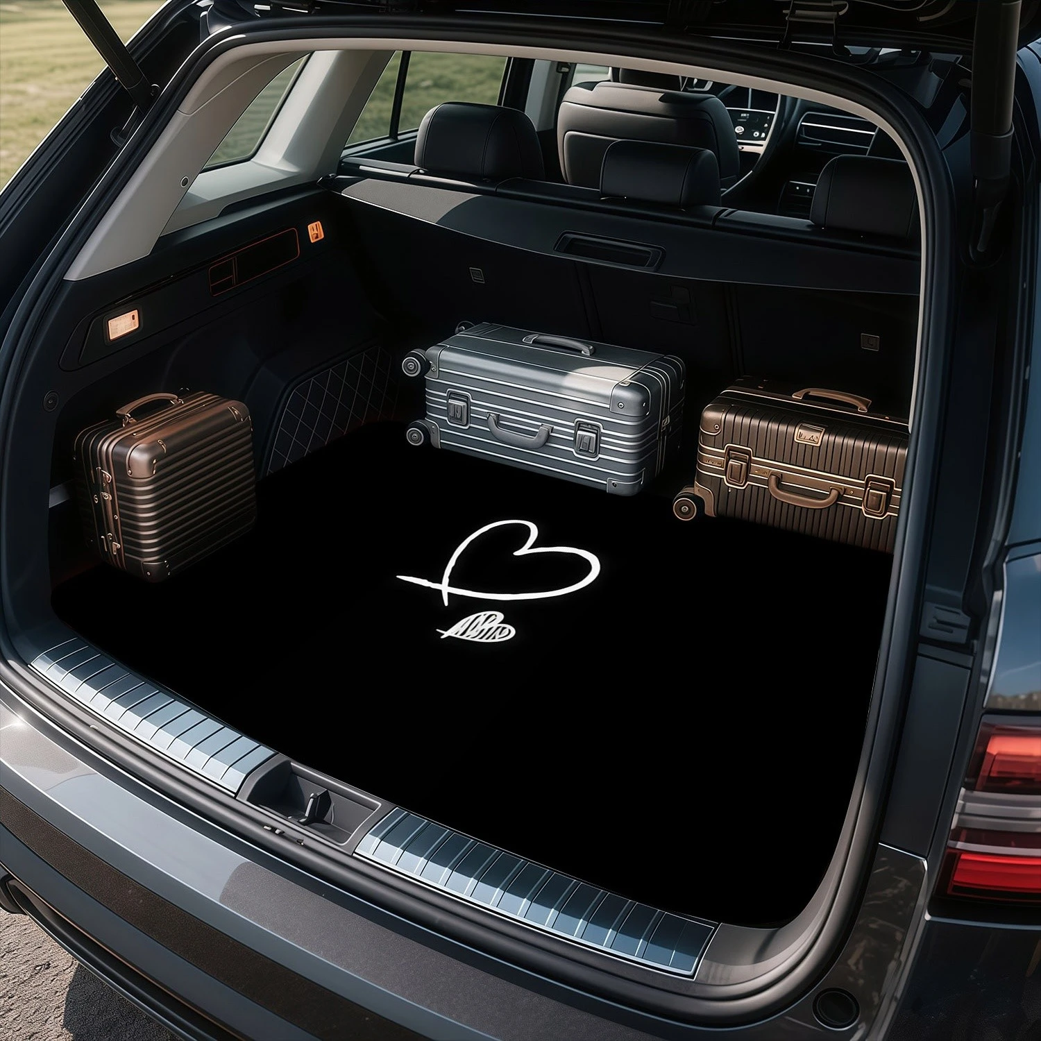 Simple Love Car Trunk Mat, Minimalist Cargo Liner, Dirt-Resistant Boot Protector, Car Decoration Accessories, Universal Fit