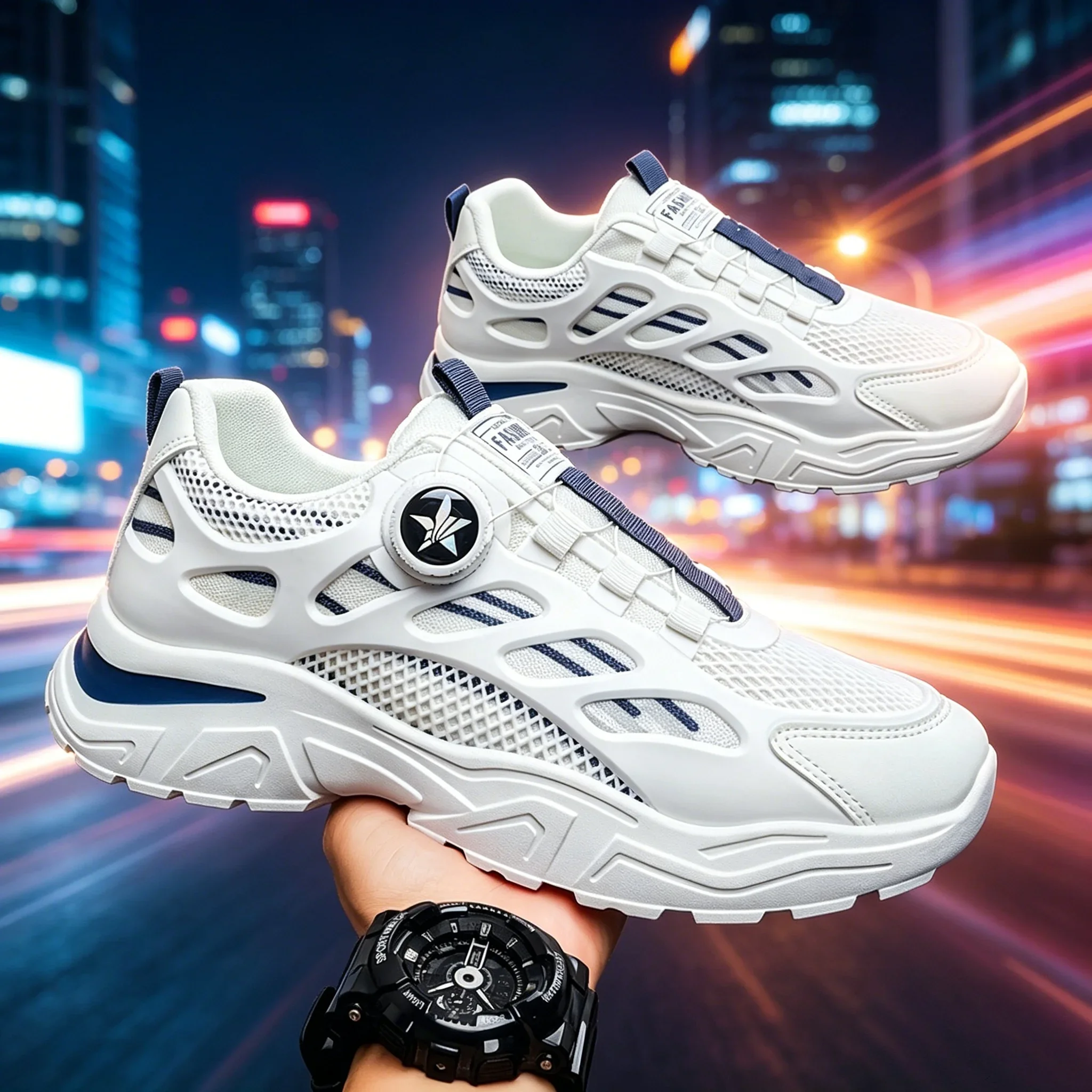Rotate the Button Men Summer Breathable Sneakers 2026 Versatile Dad Shoes New Student Casual Footwear