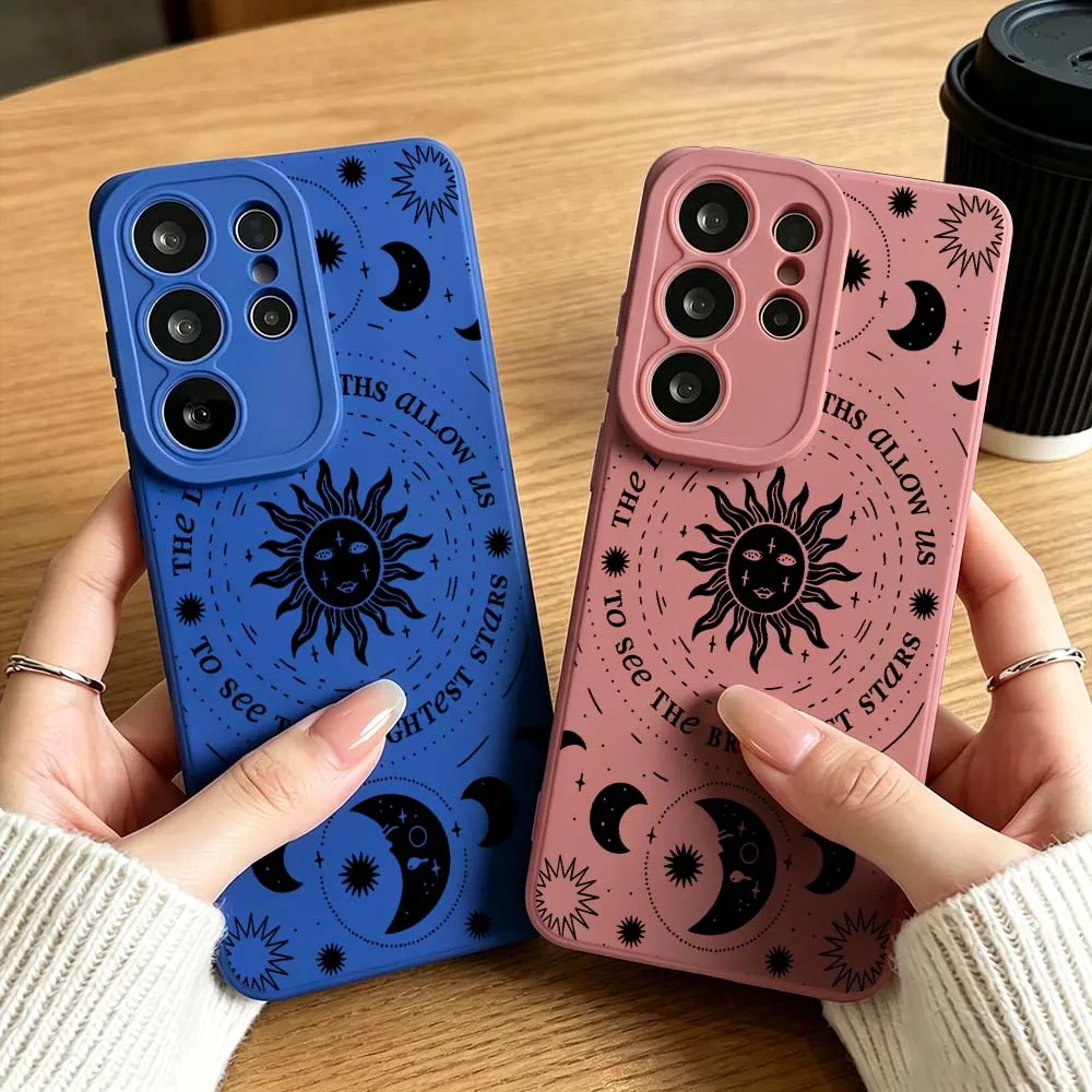 

Cartoon Sun Moon Pattern For Samsung Galaxy S26 S25 S24 S23 S22 S21 S20 Ultra Plus A15 A35 A54 A55 Soft Cover Phone Case