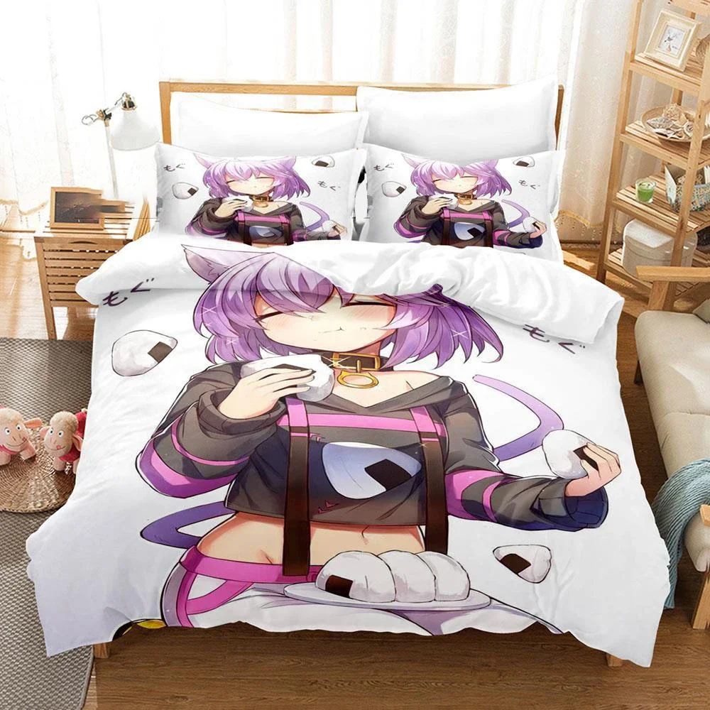 

3d Print Anime Nekomata Okayu Bedding Set Boys Girls Twin Queen Size Duvet Cover Pillowcase Bed Kids Adult Fashion Home Textiles