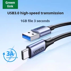 Ugreen USB3.0 Type-C Datakabel Snelle Opladen Hoge Snelheid Harde Schijf Lijn Uitgebreide Charger Computer Transmissie