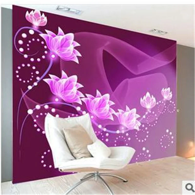 

beibehang Большие фотообои для спальни с изображением телевизора, современные минималистичные фиолетовые обои для гостиной, papel de parede