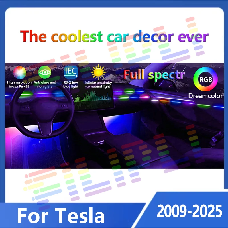 For Tesla Only model y tesla mode 3  Neon Lighting Ambient Light Car 22 In1 Acrylic Strip light Car Led Light Interior Lights