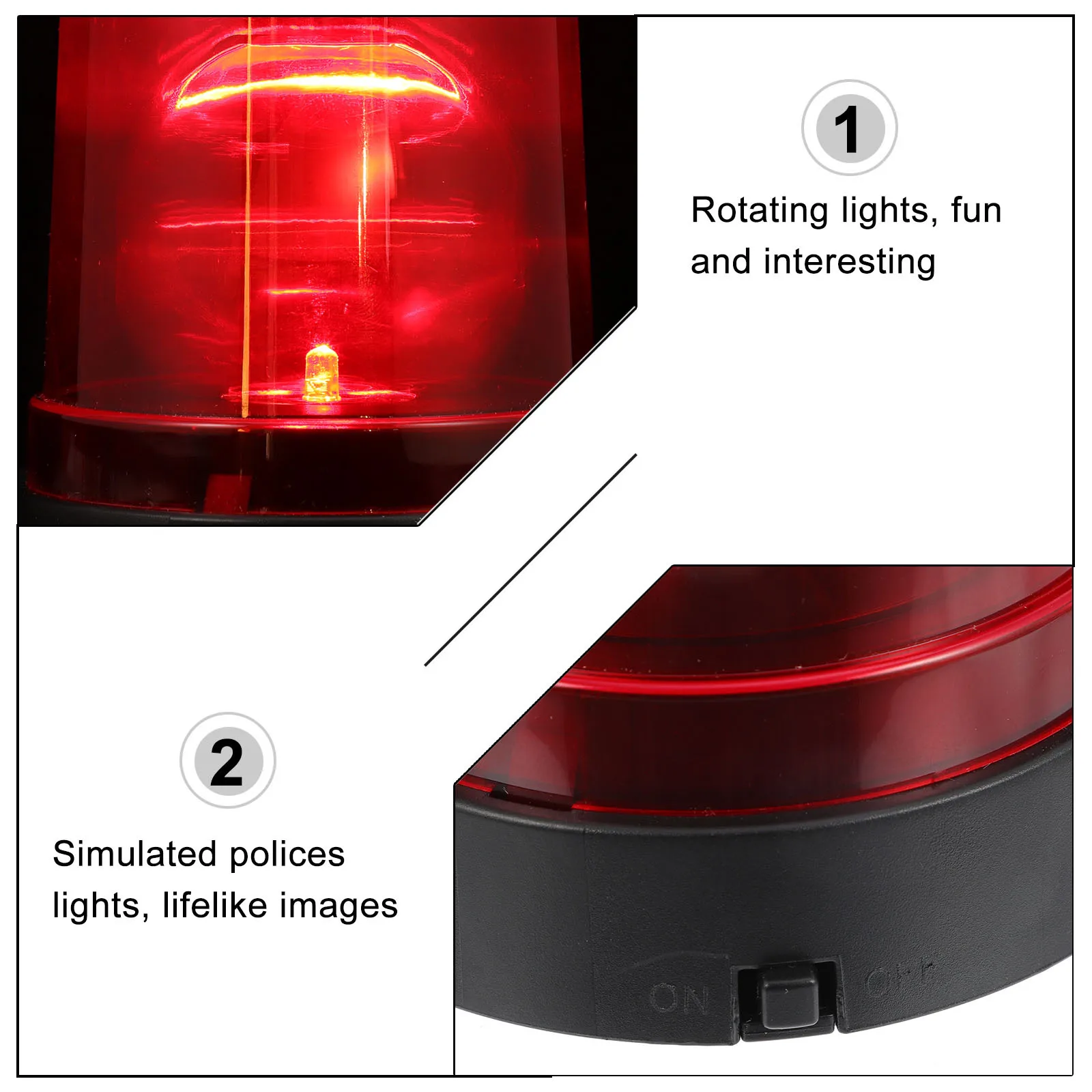

LED Warning Lamp Imitation Rotating Alarm Light Red Flashing Beacon Firefighter Cosplay Party Decoration Creative Gift for Kids