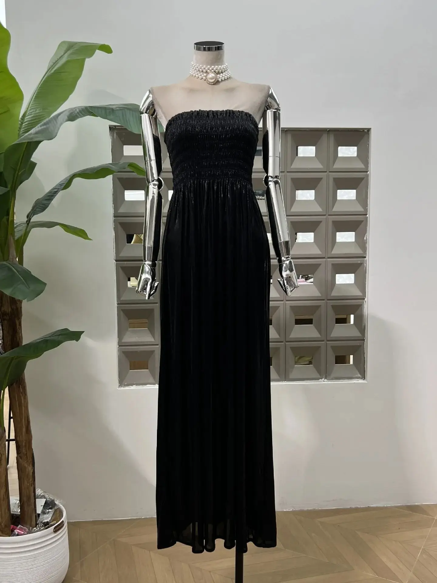 秋の最新ラグジュアリーメタリックパール調ロングドレス、エレガントなイブニングドレス、カクテルパーティー、結婚式、宴会、お祝いドレス