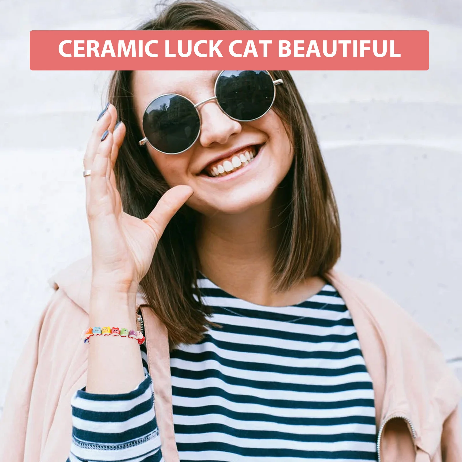 

Luck Cat Charm Bracelet Adjustable Durable Beaded Bracelet Romantic Gift for Women Wrist Jewelry Personalized Beaded Bracelets